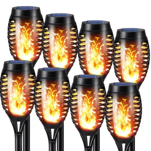 NEXVIN 8 Pack Solar Flickering Dancing Flame Lights Waterproof Solar Torch