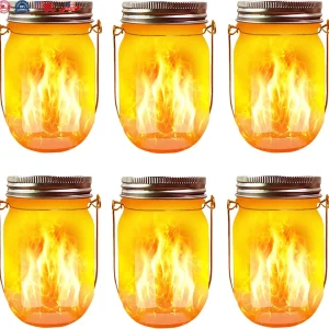 Solar Flicker Torch Lights, 6 Pack Waterproof Dancing Flicker Lanterns Lights Bu