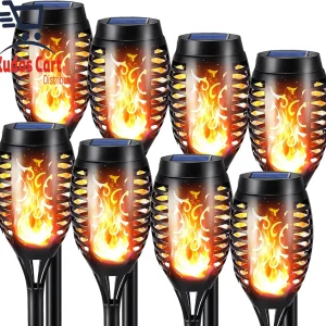 Torch Solar Flickering Dancing Flame Lights 8 Pack Waterproof Outdoor Garden