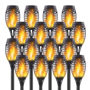 16 Pack Upgraded Solar Lights Outdoor, Mini Solar Torch Lights with Flickerin...