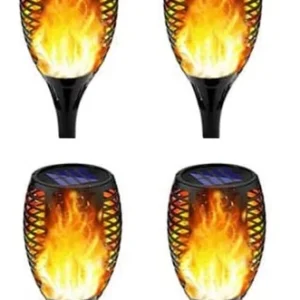 4pcs Solar Powered Dancing Flickering Flame Torch Stake Lights Garden Yard Path